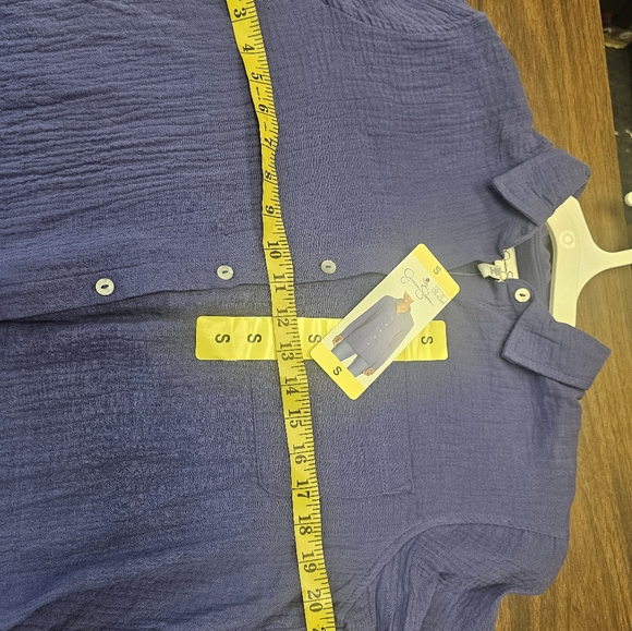 (16)Jessica Simpson Ladies' Gauze Button Front Shirt, BLUE S, L XXL - Picture 7 of 8